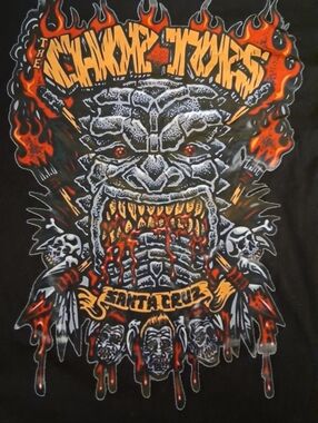 Santa Cruz Skateboards Black Graphic Tee with Orange and Red Flame Artwork This